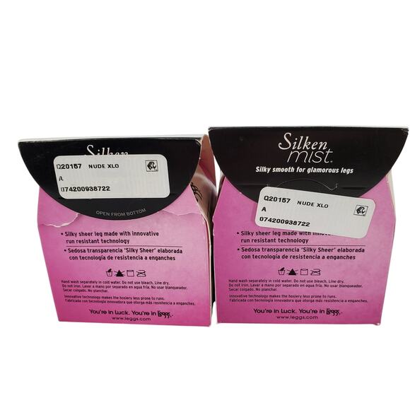 L'eggs Silken Mist Sheer Leg Run Resistant Control Top Nude Size A Lot of 2 New - Picture 3 of 4